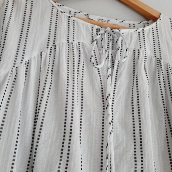 DEREK LAM 10 Crosby Relaxed Fit White Striped Peasant Blouse Sz 4 - Picture 5 of 11